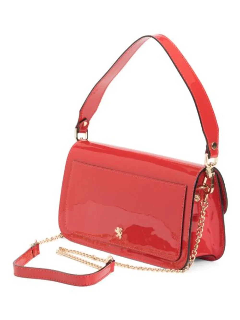PRATESI Made In Italy Patent Leather Flap Buckle Shoulder Bag